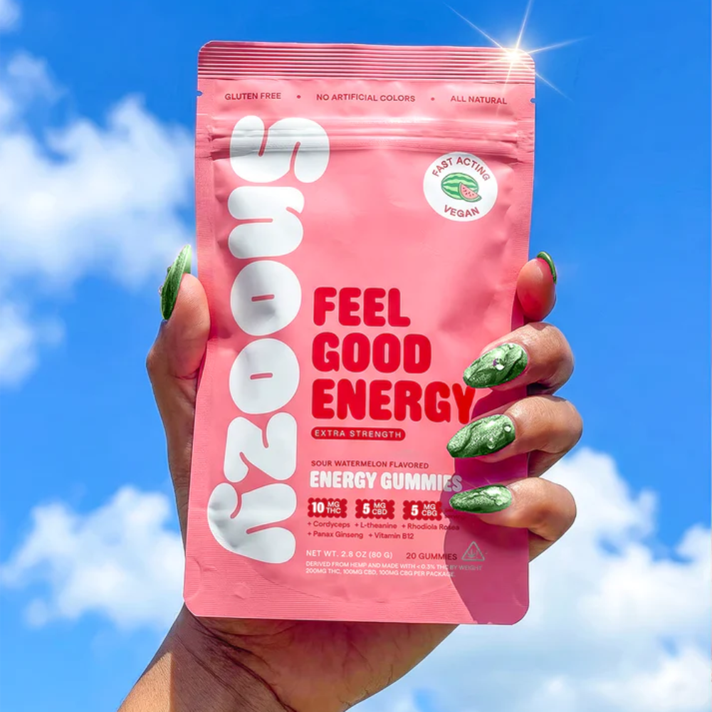 Snoozy | Gomitas Feel Good Energy Delta 9 THC 10 mg/pza + CBD 5 mg/pza + CBG 5 mg/pza | 2 o 20 piezas