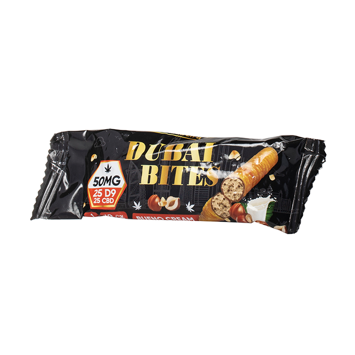 Crispy Blunts | Dubai Bites Galletas Delta 9 THC 25 mg/pza + CBD 25 mg/pza | 1 pieza