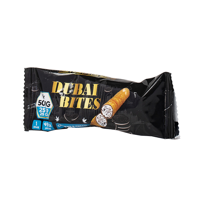 Crispy Blunts | Dubai Bites Galletas Delta 9 THC 25 mg/pza + CBD 25 mg/pza | 1 pieza