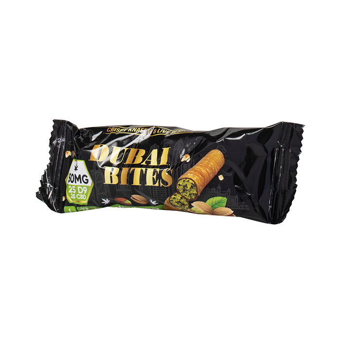 Crispy Blunts | Dubai Bites Galletas Delta 9 THC 25 mg/pza + CBD 25 mg/pza | 1 pieza