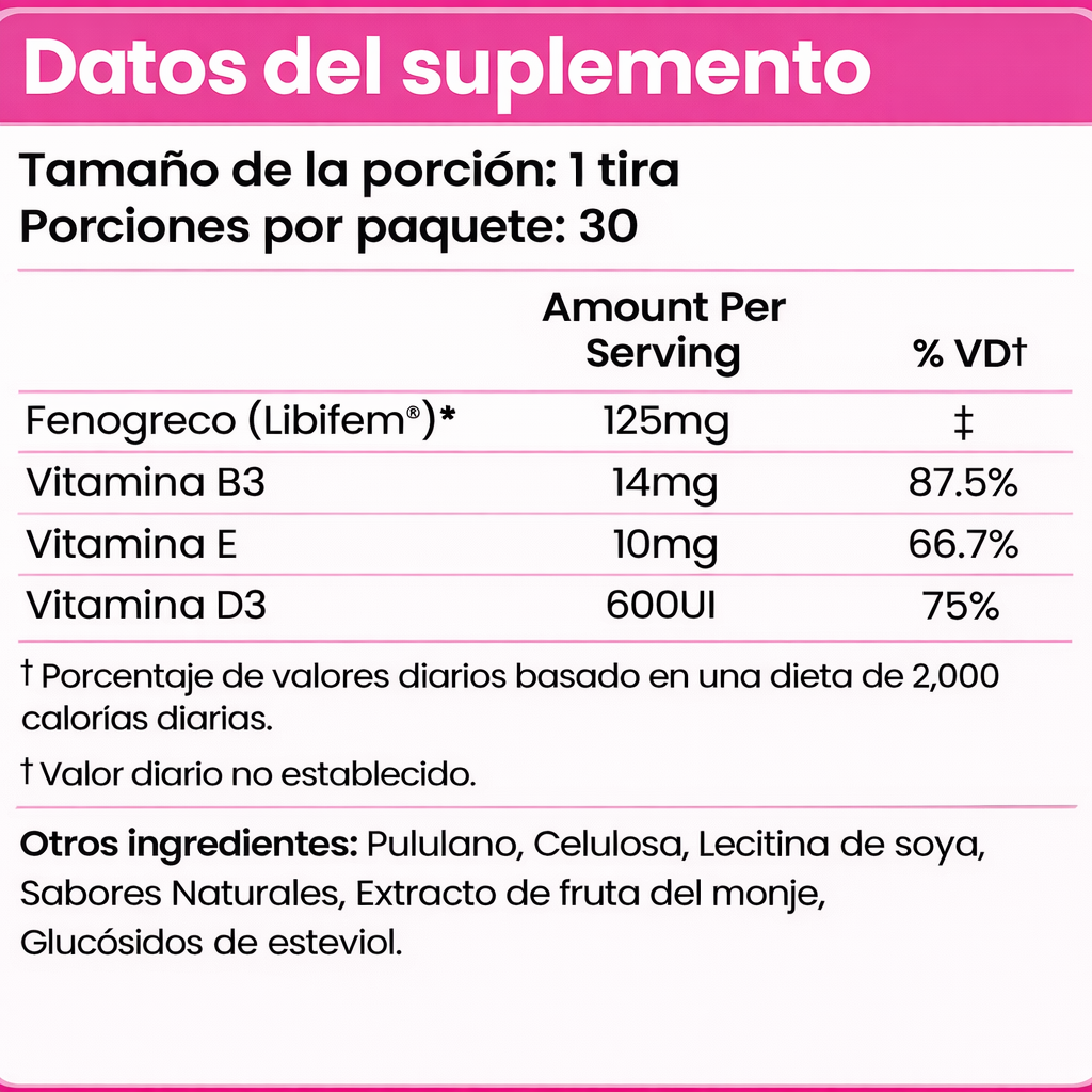 Riize | Deziire Strips Fenugreek + B3 + V3 + D3  | 1 pieza