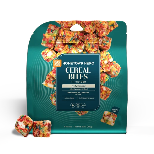 Hometown Hero | Cereal Bites Delta 9 THC 20 mg/pza + CBD 20 mg | 1 pieza
