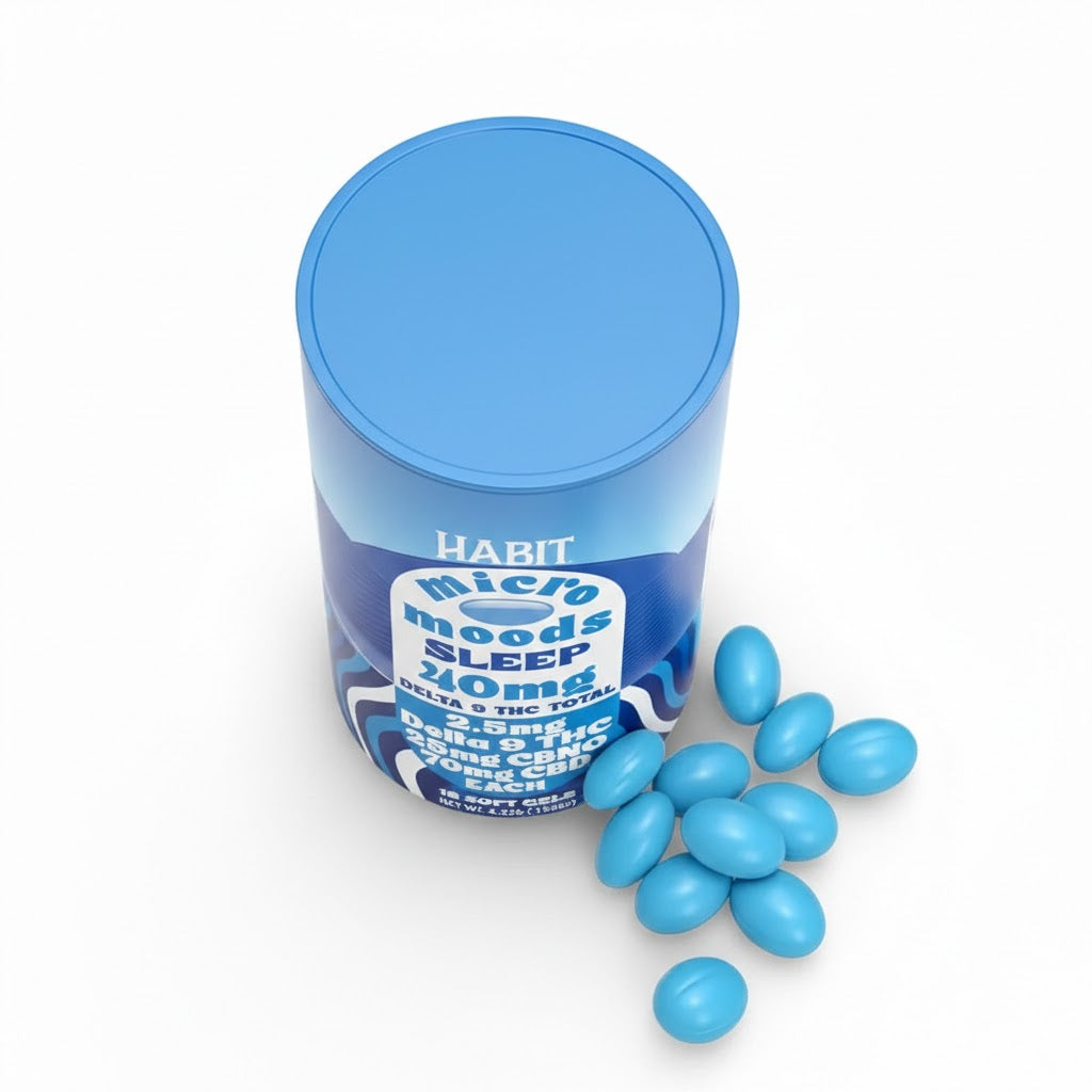 Habit | Sleep Capsulas de Gel Delta 9 THC 2.5 mg/pza + CBD 70mg/pza + CBN-O 25 mg/pza | 16 piezas
