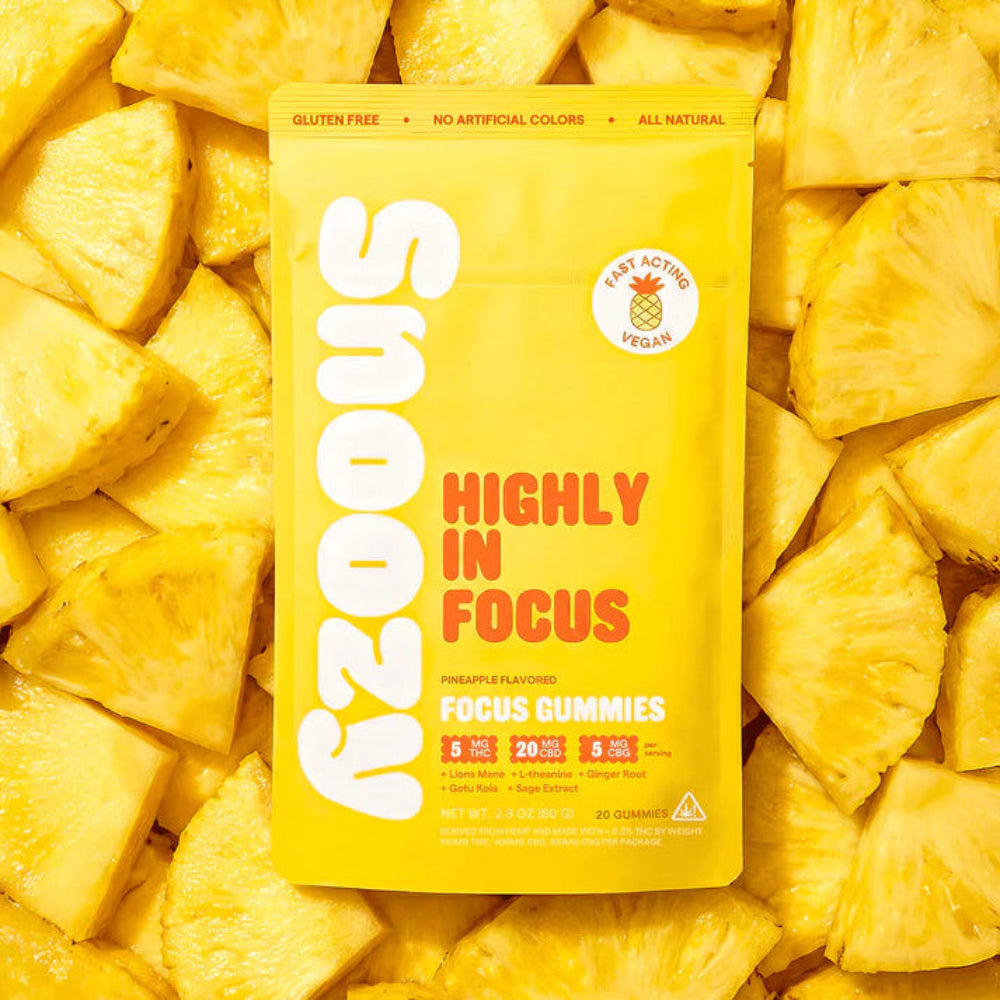 Snoozy | Gomitas Highly In Focus Delta 9 THC 5 mg/pza + CBD 20 mg/pza + CBG 5 mg/pza | 2 o 20 piezas