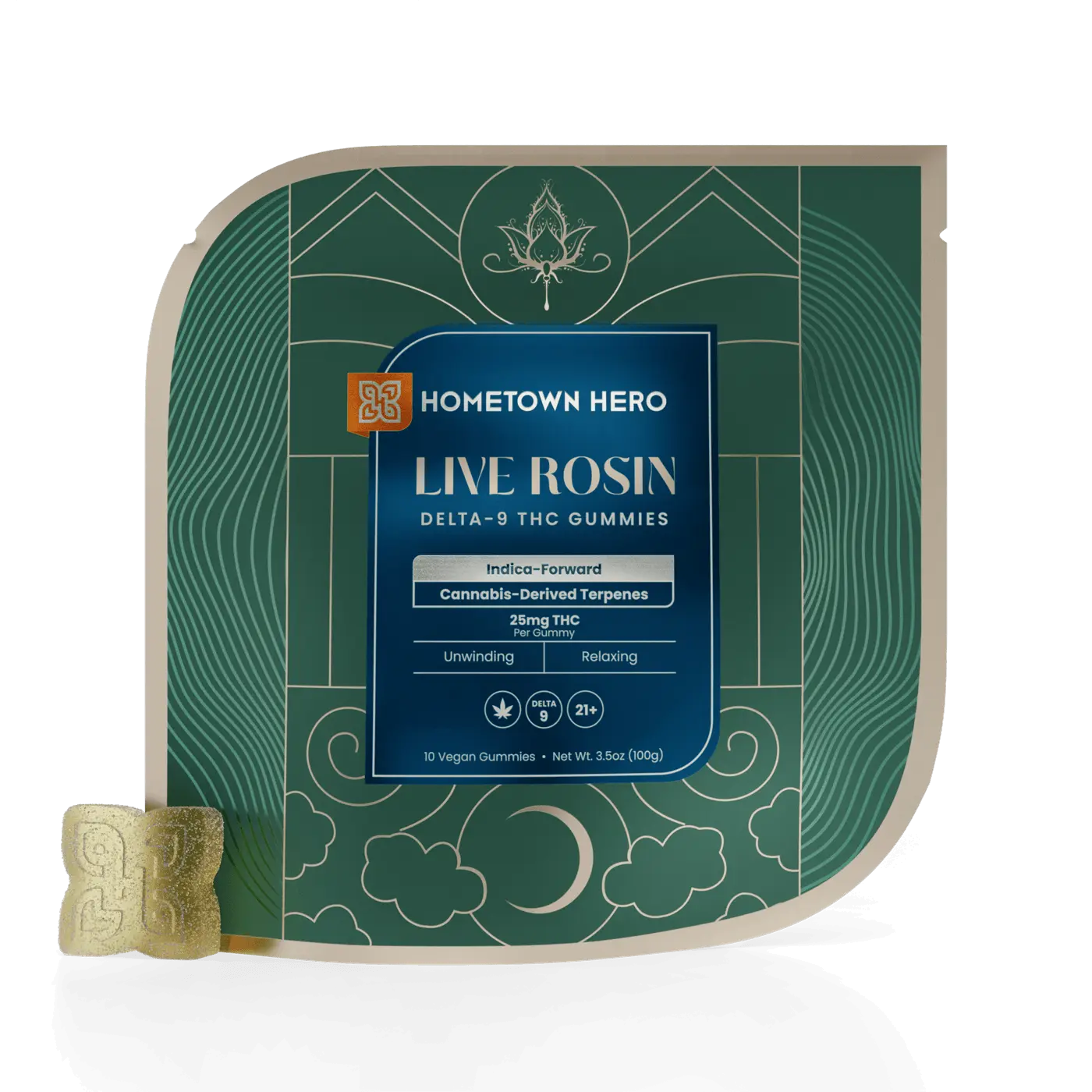 Hometown hero | Gomitas Live Rosin Colección Absolute Delta 9 THC 25 mg/pza | 10 piezas