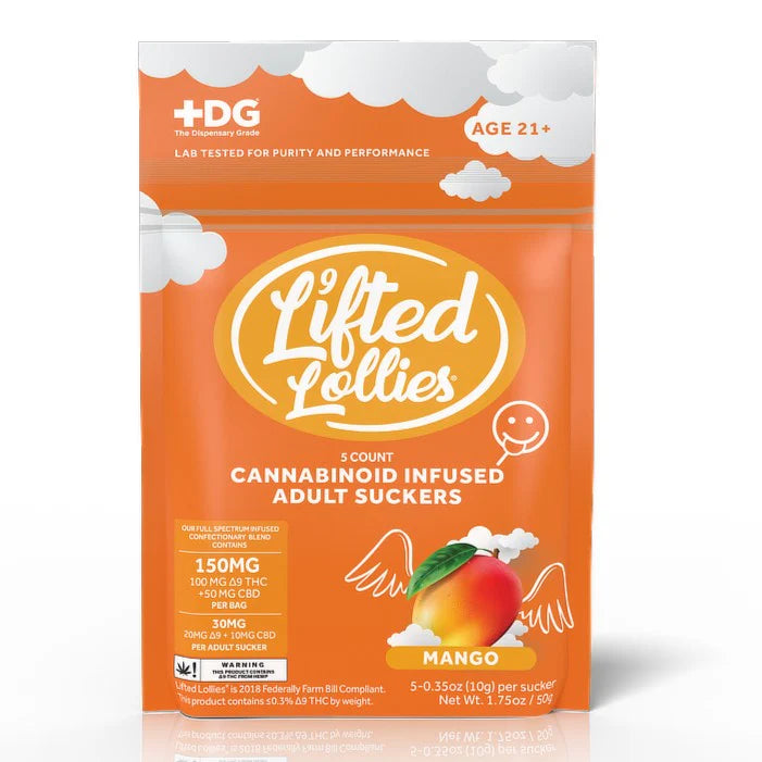 Lifted Lollies |Paleta de caramelo Delta 9 THC 20 mg/pza + 10 mg CBD Full Espectrum | 1 pieza o 5 piezas