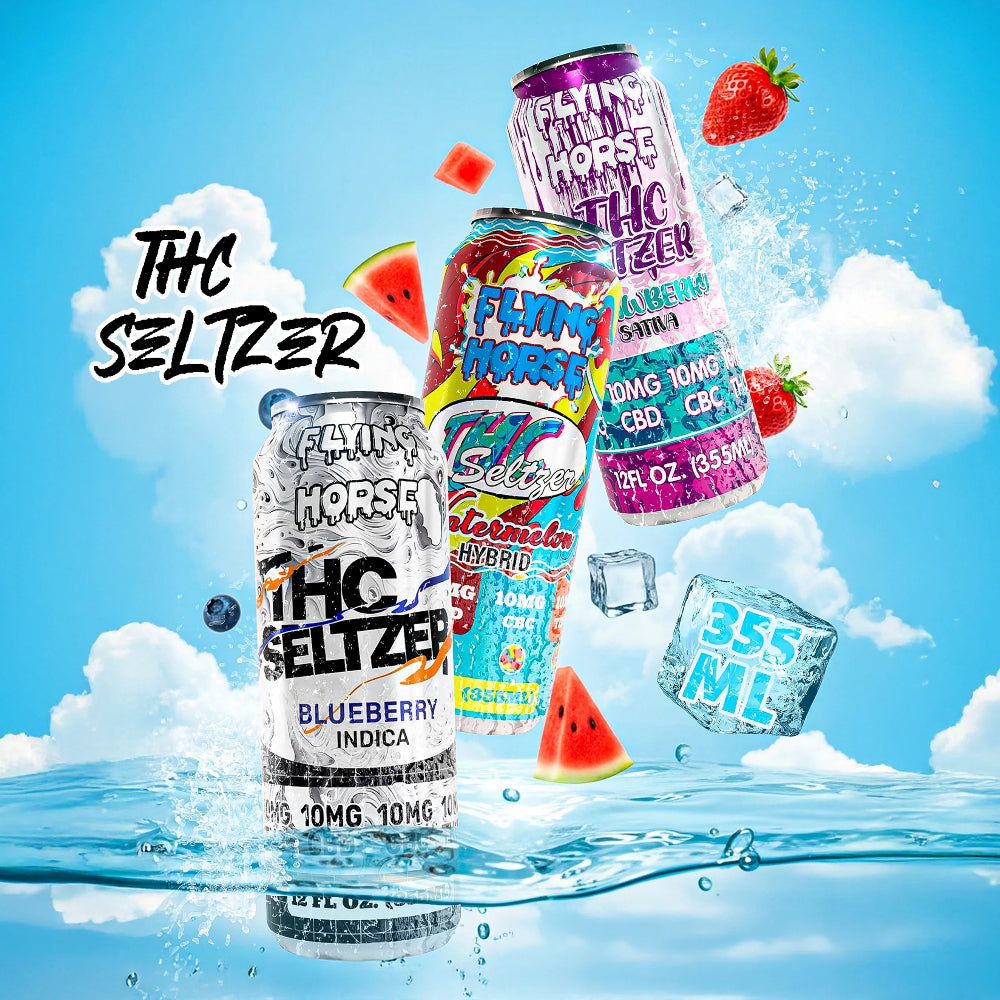 Flying Horse | Bebida Delta 9 THC 10mg/pza + CBD 10mg/pza + CBC 10mg/pza + THC-P 10mg/pza | 1 pieza