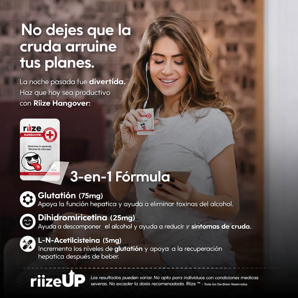 Riize | Hangover // Cruda Strips Electrolitos + Glutathione | 1 pieza