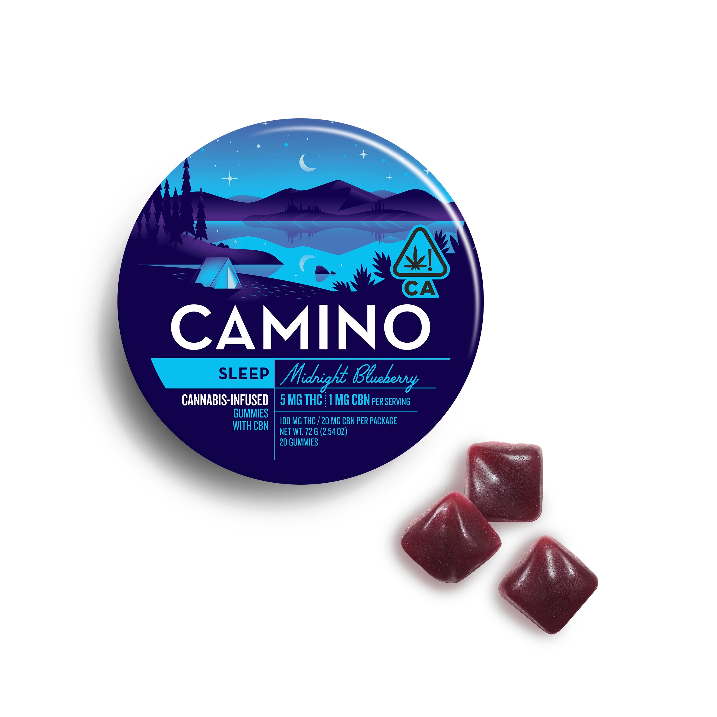 Camino | Sleep Midnight Blue Berry Gomitas THC 5 mg/pza CBN 1 mg/pza | 20 piezas