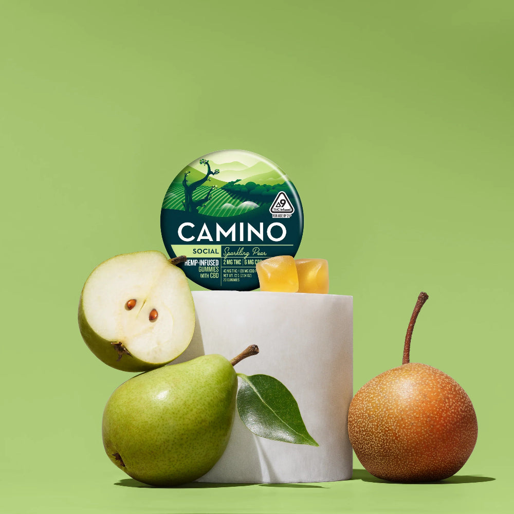 Camino | Gomitas Social Sparkling Pear  THC 2 mg + CBD 6 mg | 20 piezas
