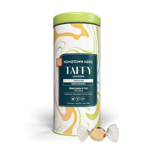 Hometown Hero | Taffy Live Rosin Delta 9 THC 15 mg/pza | 1 pieza